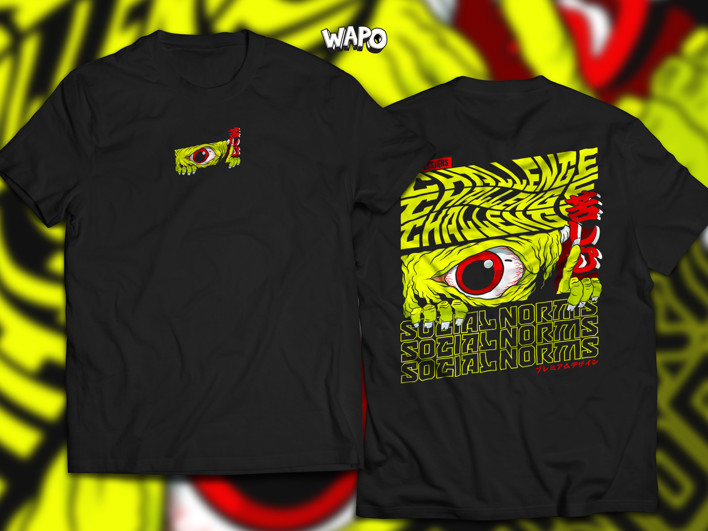 T-Shirt MockUp_zombie eye variation_black
